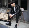 Fashion Pu Leather Jacket Spring Men Black Solid Mens Coats Trend Slim Fit Youth Motorcycle