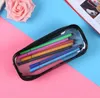 Ny PVC Pencil Bag Zipper Pouch School Studenter Rensa Transparent Vattentät Plast Förvaring Box Pen Case Mini Travel Makeup Väskor