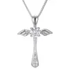 925 Sterling Silver Notre Dame de Paris Angel Wings Cross Pendant Halsband för kvinnor Män Vintage Smycken DHL Partihandel