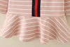 2020 Autumn Baby Girls Cartoon Dresses Fashion Stripe Sequin Cat Long Sleeve Kids Princess Dress Children Ruffle Tutu Dress S130