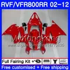 Body For HONDA Interceptor VFR800RR 02 03 04 05 06 07 258HM.24 VFR 800R 800RR VFR800 RR ALL Gloss red 2002 2003 2004 2005 2006 2007 Fairing