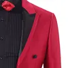 Red Mens Tailcoat Prom Suits for Men Groom Tuxedo 2Pcs Peaked Lapel Men Suit Morning Dress Jacket Pants Set