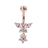 2020 Kvinnor Rose Goldsilver Color Piercing Navel Belly Button Body Jewelry Crystal Zircon Rhinestones Butterfly Body Ring Jewelry8305897