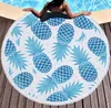 Pineapple round beach mat custom microfiber polyester European and American style round printed beach towel tassel Home Decor Yoga Mat Shawl