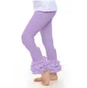 Kızlar Katı Pantolon Çocuk Dantel fırfır Pantolon Çocuk Tasarımcı Giyim Kız Pamuk Şeker Renk Tayt Bebek Casual Pantolon 9M-6T 34 Renk B6607
