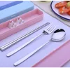 304 Sztućce ze stali nierdzewnej Trzyczęściowe przenośne pudełko prezentowe Chopsticks Spoon Fork Dostacnia do prezentów Giveaway Travel XD22218