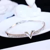 V Projeto de carta Melhor Zircon Rose Gold e Branco Simples Jóias pulseiras pulseiras para mulheres e meninas