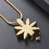 LKJ19992 Glod Forma di foglia d'acero Ciondolo per cremazione umana Tenere piccole ceneri Collana di urna commemorativa in acciaio inossidabile Locket302R