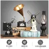 Retro Home Decoration Accessories Vintage Cafe Bar Decor Shabby Chic Resin Crafts Gramophone Pendulum Cabochon Y200106