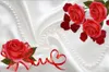 Verdunkelungs Promotion Schöne Perlen Rote Rosen 3D Blumenvorhänge 3D Digital Printing HD Praktische Schöne Vorhänge