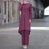 Etnik Giyim Müslüman Set Moda kadın Pantolon Suit 2 Iki Parçalı Vintage Zarif Kadın Tops Türkiye Abaya Ramazan Kaftan İslami Clothi