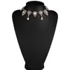 Partihandel - Designer Luxury Super Glittering Vit Kristall Zircon Flower Tassel Pendant Collar Choker Statement Halsband för kvinna