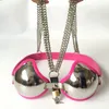 Kvinnlig sexig rostfritt stål bh kyskhetsbälte enhet bdsm bondage begränsning leksaker för kvinnor metall underkläder