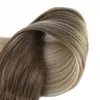 Clip-In-Haarverlängerungen, Ombré-Farbe Nr. 8 Hellbraun, verblassend bis Nr. 60 Platinblond, 120 g, 7-teiliges Set, echte Clips im Haar, Schuss273r