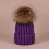 Furlove Real Raccoon Fur Women039s winter Hat Genuine Fur Pompom Women Knitted Bobble Ski Hat Cap Winter Hats for women skullie5845882
