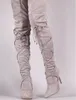 Offre spéciale mode bottes longues pour femmes Nubuck cuir sexy Stovepipe bottes longues sur le genou talons hauts femmes taille 34-431