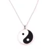 Antik svart vit yin yang pentagram hänge reversibel dubbelsidig design taoist totem religiöst halsband