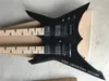 Double Neck Black Body 6 + 12 Stränger Elektrisk gitarr med fast bro, Maple Fingerboard, kan anpassas