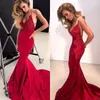 Nero Rosso 2019 Ragazze Sirena Prom Abito lungo in pizzo con scollo all'americana Abiti sexy senza schienale Abiti da sera Abiti da festa