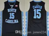 NCAA North Carolina Tar Heels 15 Carter 23 Michael College Blue Hothe Black Basketball Jerseysステッチロゴジャージシャツ