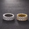 7-12 Gold Love Rings Micro Paled 2 Row Tennis Rings Zircon Hip Hop Silver Plated Finger Ring for Men Women