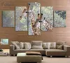 5 panneaux peintures modernes photos murales peintures à l'huile impression sur toile Couple girafe images modulaires décor à la maison sans cadre9138862