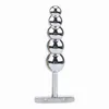 Vagina Stimulate Butt Plug Prostate Massage Anus Beads Aluminum alloy Metal Anal Plugs with 5 Balls Sex Toys for Men and Women Gay