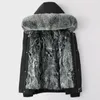 зима Shearling куртки шерсть лисицы с капюшоном мужских короткий реального шуба ветровка снег носить толстое теплую ветровку верхней одежду пальто плюс размер 5XL