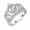 New Fashion Silver Crown stones Shape Rhinestone Crystal Rings Women Girl Wedding Bridal Party Ring Jewelry