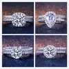 925 Sterling Silver Wedding Ring Sets Cubic Zirconia Rings Women Engagement Wedding Rings Jewellry