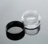 5g transparente Kunststoff-Kosmetikbehältergläser mit schwarzem Deckel, Kosmetikcremetopf, Make-up-Lidschatten-Nagelpulver-Schmuckflasche