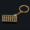 Abacus nyckelringar 6 filer 8 filer abacus metall nyckelring kinesisk vind guld silver abacus nyckel ring kedja hängande mode tillbehör