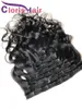 Büyük Doku Vücut Dalgası Brezilyalı Bakire İnsan Saç Uzantıları Klips Ins 8pcs 120g/Set Doğal Siyah Dalgalı Paslanmaz Klipler