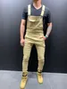 Nya pantalones jeans para hombre haklappar hip hop calsas jeans män smal fit denim jumpsuit manlig fast färg peto hombre208n