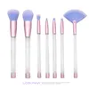 7 Pcs Liquid Glitter Makeup Brushes Empty Transparent Crystal Hollow Handle Brush Set DIY Manual Perfusion Sand Make Up Tools