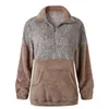 Forma-bolso de lã com capuz 4 cores dos retalhos Zip pele do inverno camisola capuz gola Zipper Sherpa Tops O-LJJO7201
