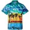 Camisa Havaiana de Manga Curta Masculina e Shorts Verão Plam Árvore Casual Praia Hawaii Camisas Calções Calças Two Peça Terno Homens