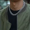 13 millimetri di cristallo degli uomini di catena a maglia cubana Hip Hop collane lunghe per gli uomini oro argento colore pesante ghiacciato collana girocollo gioielli Bling V191128