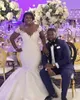 African Plus Size Mermaid Wedding Dresses Off Shoulder Lace Appliques Beaded Satin Wedding Dress Bridal Gowns Custom Made