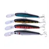 HENGJIA 80st/lot 12,5cm 14g Minnow plast Hård lockbete 3D ögon Konstgjorda fiskeredskap med diskantkrok 4#krok