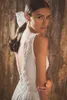 Bohème plage robes de mariée 2020 col en V dentelle Appliqued perles Boho en mousseline de soie robes de mariée une ligne robe de mariée robe de mariée