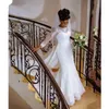 New Romantic Plus Size 2 Pieces African Long Sleeve Lace Mermaid Wedding Dress Pure Detachable Skirt Train Bridal Gowns Robe De Ma6882818