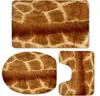 3D Leopard Grain Toilet Cover Mat Set Flanel Badkamer Antislip Voetstuk Tapijt + Deksel Toilethoes + Bad Mat Wasbare Set