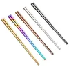 5 renk Basit Stil Yüksek dereceli 304 Paslanmaz Çelik kare Chopsticks Kore Çin Metal Chop bulaşığı ev otel flatware Sticks