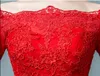 Rode kanten zeemeermin trouwjurken off-shoulder halve mouwen lace-up back country western kleurrijke bruidsjurken niet-wit op maat gemaakt