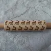 NY JUL ELK PRINT ROLLING PIN BAKEWARE TRÄ LASER -gravering Präglad rullande stift Cookie Dry Noodle Gravering Roller Wholesal9830409