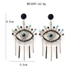 New Fashion exaggerated famous brand designer Devil's Eye Earrings Alloy Fringe with Diamond Blue Eye Stud Earrings