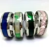 Hele 30 Stuks 8MM Roze groen blauw shell 316L acier roestvrijstalen ringen sieraden vinger ring comfortabele fit267l