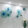 Unique Designed Murano Flower Glass Plates Wall Lamps Art Deco for Home Hotel Decorative LED Hanging Lamp