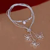 Plated Sterling Silver Naszyjnik 18 cali Tai Chi Wiszące Trzy Motyl Naszyjnik DHSN043; Hot 925 Srebrny Płyta Naszyjniki Biżuteria